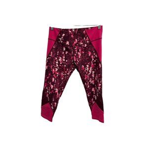 Zella Womens Pink Burgundy Abstract Print Capri Leggings SZ Medium